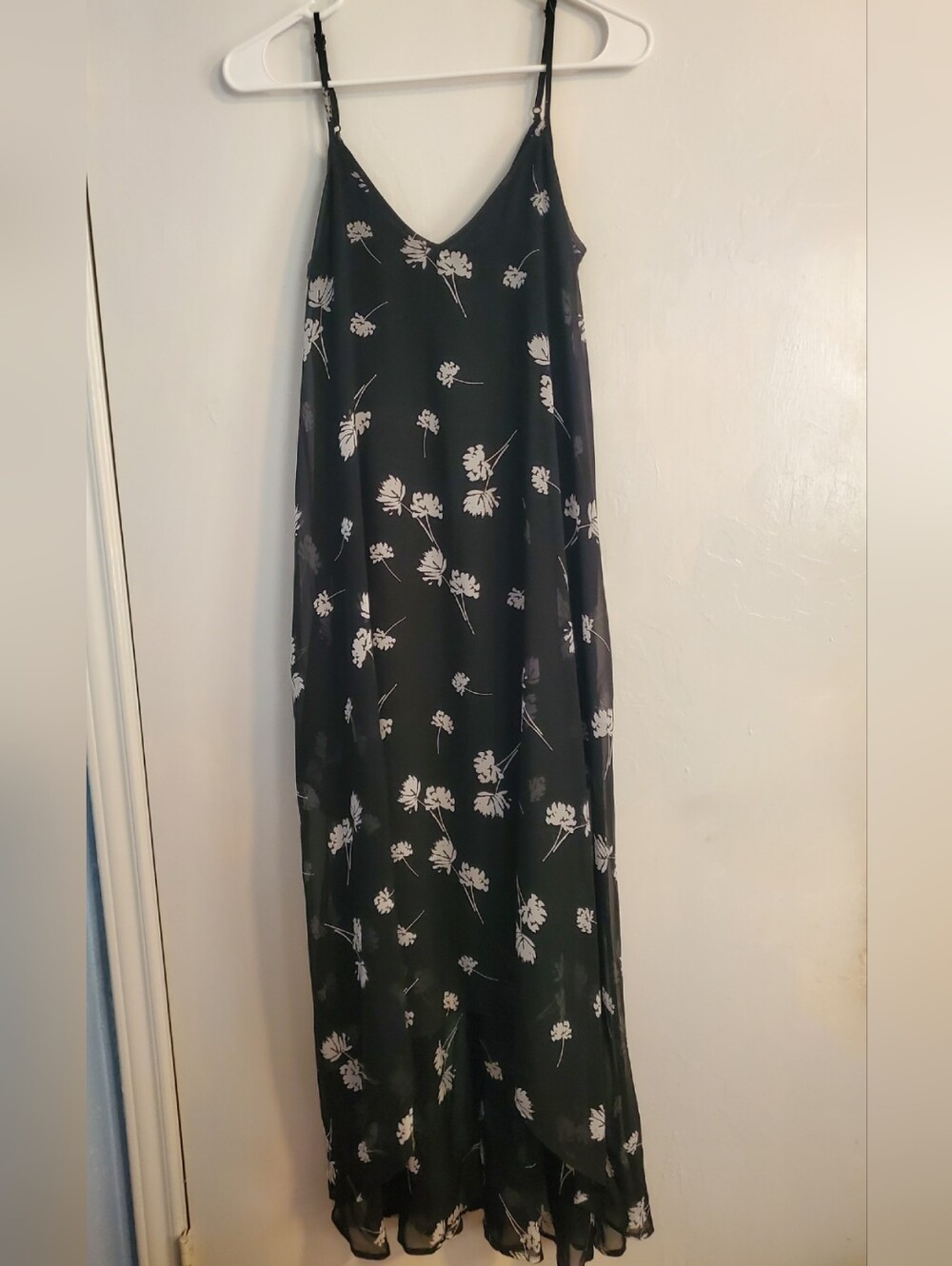 a.n.a Black High Low Dress with White Floral Print